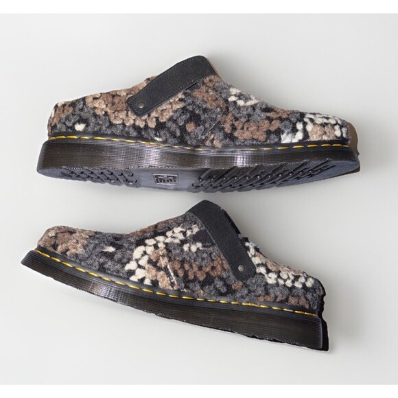 NEW Dr. Martens Isham Black Crochet Women’s 11 Wool Faux Fur Slides Clog Slip - Picture 4 of 5